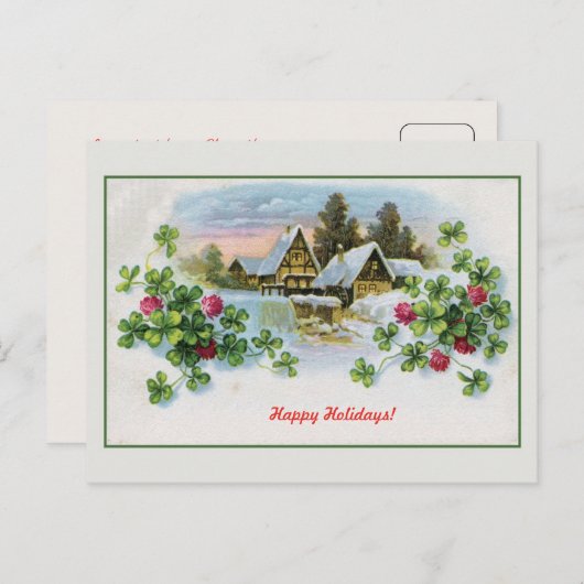 watermolen klavertjevier feestdagenkaart (Voorkant / Achterkant)