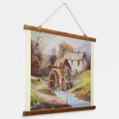Watermolen op het platteland hangend wandkleed (Gebogen)