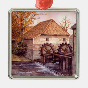 Watermolen Waterverf Schilderen door Farida Greenf Metalen Ornament