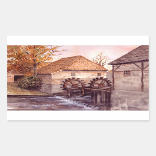 Watermolen Waterverf Schilderen door Farida Greenf Rechthoekige Sticker