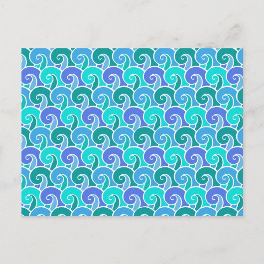 Wateroceaangolven in blauw Nautical Beach Pattern Briefkaart (Voorkant)