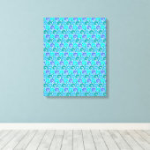 Wateroceaangolven in blauw Nautical Beach Pattern Canvas Afdruk (Insitu (Houten vloer))