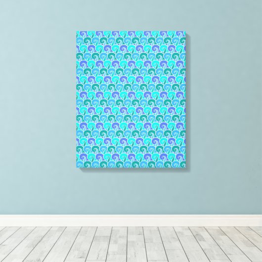 Wateroceaangolven in blauw Nautical Beach Pattern Canvas Afdruk (Insitu (Houten vloer))