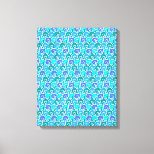 Wateroceaangolven in blauw Nautical Beach Pattern Canvas Afdruk