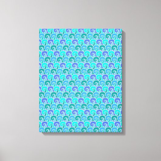 Wateroceaangolven in blauw Nautical Beach Pattern Canvas Afdruk (Voorkant)