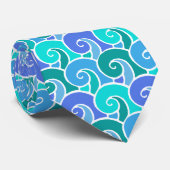 Wateroceaangolven in blauw Nautical Beach Pattern Stropdas (Opgerold)