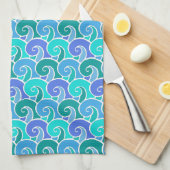 Wateroceaangolven in blauw Nautical Beach Pattern Theedoek (Quarter Fold)