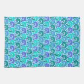 Wateroceaangolven in blauw Nautical Beach Pattern Theedoek (Horizontaal)