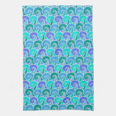 Wateroceaangolven in blauw Nautical Beach Pattern Theedoek (Verticaal)