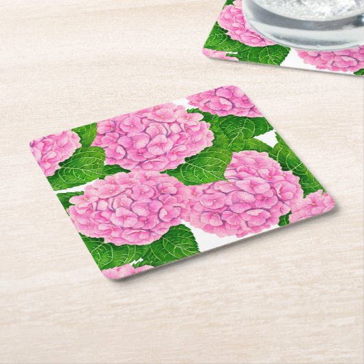 Waterolieringspatroon van hydrangea kartonnen onderzetters (Schuin)