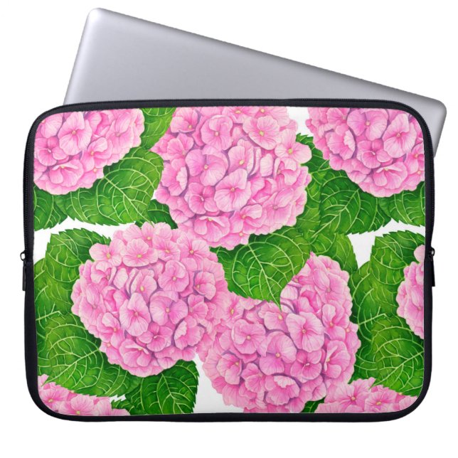 Waterolieringspatroon van hydrangea laptop sleeve (Voorkant)