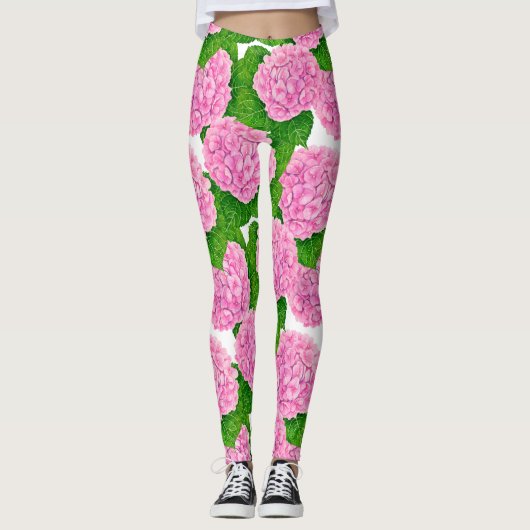 Waterolieringspatroon van hydrangea leggings (Voorkant)