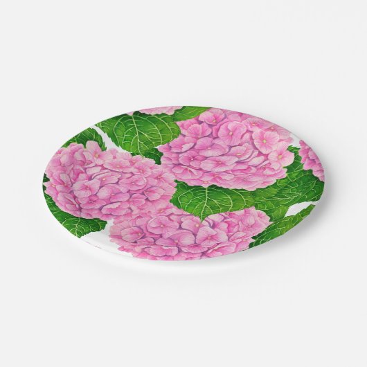 Waterolieringspatroon van hydrangea papieren bordje (Gekanteld)
