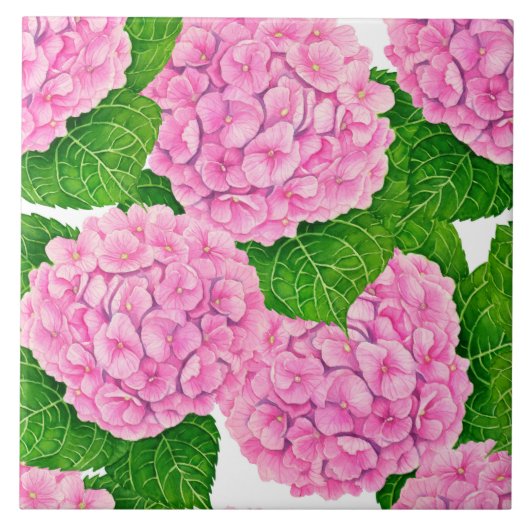 Waterolieringspatroon van hydrangea tegeltje (Voorkant)