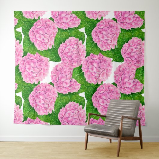 Waterolieringspatroon van hydrangea wandkleed (In Situ (horizontaal))