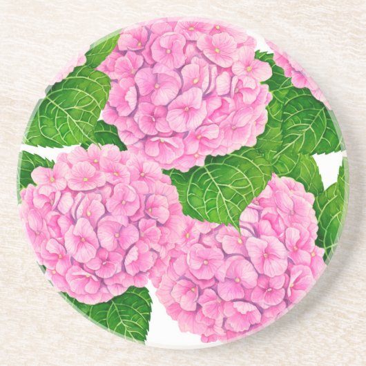 Waterolieringspatroon van hydrangea zandsteen onderzetter (Voorkant)