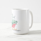 Waterolor Kerstmis Lovin' Girl Pulling Sleigh Koffiemok (Voorkant rechts)