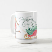 Waterolor Kerstmis Lovin' Girl Pulling Sleigh Koffiemok (Voorkant links)