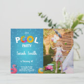 Waterontvlammingspool Birthday Invitation foto Kaart (Staand voorkant)