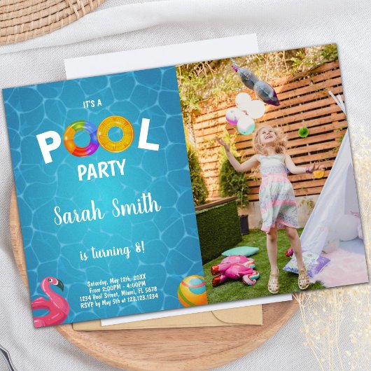 Waterontvlammingspool Birthday Invitation foto Kaart
