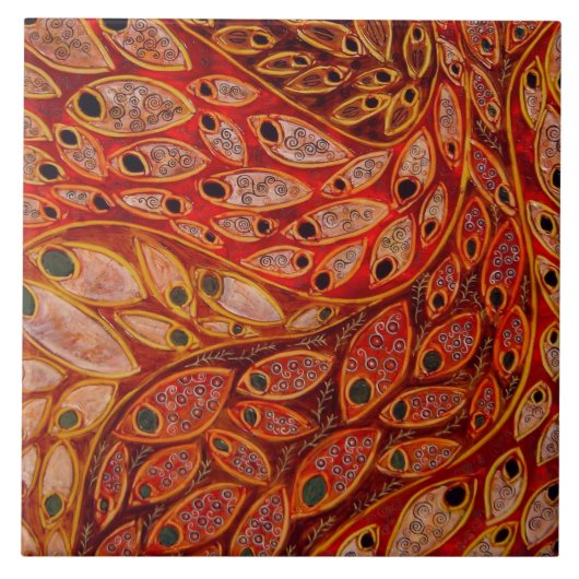 "Waterpacocks" (schilderij) Tegeltje (Voorkant)