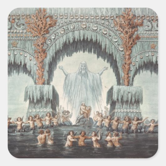 Waterpaleis van Muehleborn Vierkante Sticker (Voorkant)
