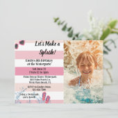 Waterpark Birthday Pool Summer Girly Birthday Kaart (Staand voorkant)