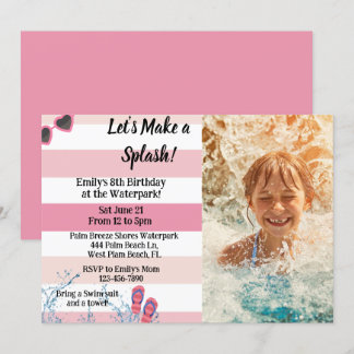 Waterpark Birthday Pool Summer Girly Birthday Kaart