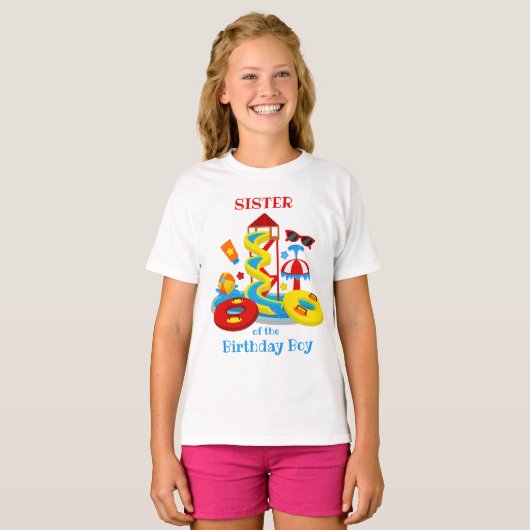 Waterpark Birthday shirt Zuster van de Pool Party (Voorkant volledig)