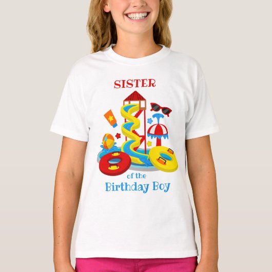 Waterpark Birthday shirt Zuster van de Pool Party (Voorkant)