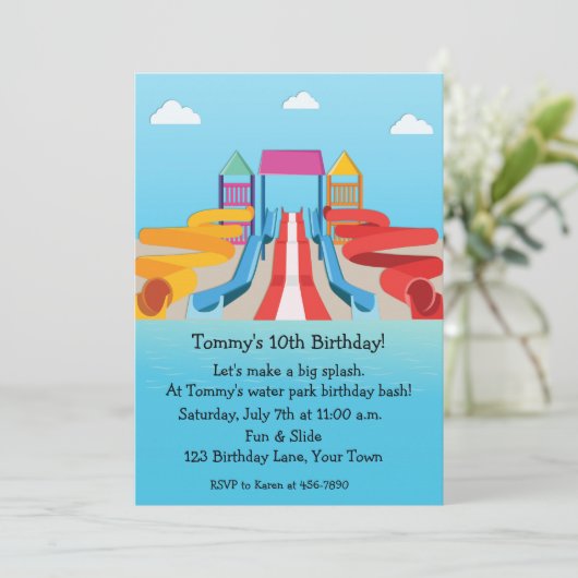 Waterpark Fun Birthday Kaart (Staand voorkant)