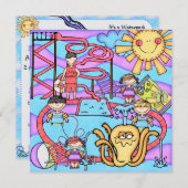 Waterpark Fun Gepersonaliseerd uitnodiging van Bir (Voorkant / Achterkant)