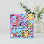 Waterpark Fun Gepersonaliseerd uitnodiging van Bir (Staand voorkant)