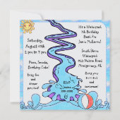 Waterpark Fun Gepersonaliseerd uitnodiging van Bir (Achterkant)