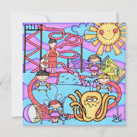 Waterpark Fun Gepersonaliseerd uitnodiging van Bir (Voorkant)