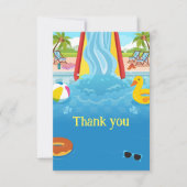 Waterpark Glijbaan Kind Verjaardagsfeestje Bedankkaart (Voorkant)