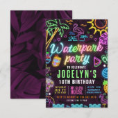 Waterpark Glow Party bewerkbare uitnodiging (Voorkant / Achterkant)