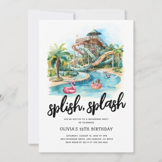Waterpark Kids verjaardagsfeestje Kaart (Voorkant)
