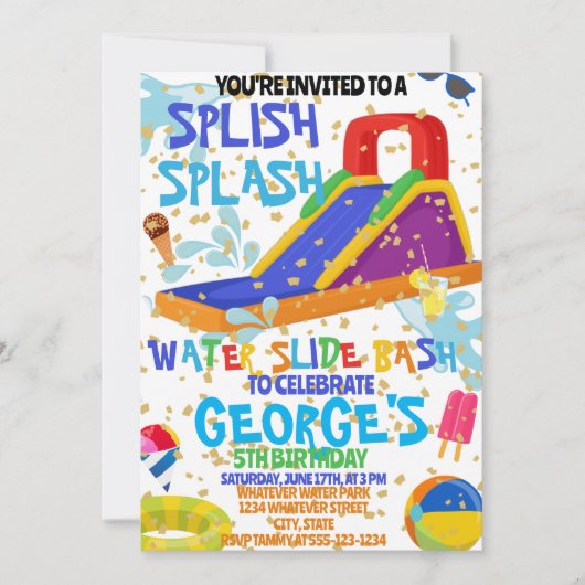 Waterpark kinderen Birthday Custom Kaart (Voorkant)