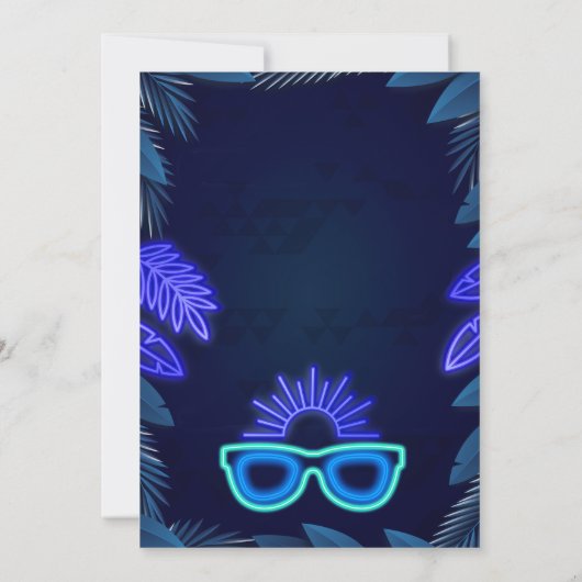 Waterpark Party Invitation Neon Boy Summer Kaart (Achterkant)