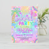 Waterpark Party Uitnodiging Neon Rainbow Water Par (Staand voorkant)