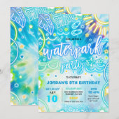 Waterpark Splash Pad Birthday Party Tie Dye Glow Kaart (Voorkant / Achterkant)