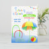 WaterPark Splash Pad Uitnodiging voor verjaardag (Staand voorkant)