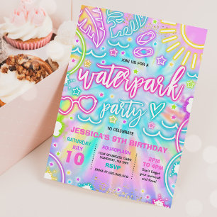 Waterpark Splash Pad Verjaardagsfeestje Tie Dye Gl Kaart