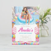 Waterpark Teen Pool Party Birthday Kaart (Staand voorkant)
