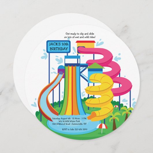 Waterpark Uitnodiging (Voorkant / Achterkant)