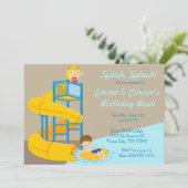 Waterpark Verjaardag Kinder Water Slide Pool Party Kaart (Staand voorkant)