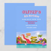 Waterpark verjaardagsfeestje kaart (Voorkant / Achterkant)