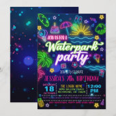 Waterpark Verjaardagsfeestuitnodiging Kaart (Voorkant / Achterkant)