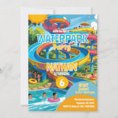 Waterpark Waterslide Pool Party Birthday Invite Kaart (Voorkant)